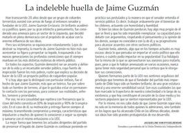 Columna en El Mercurio. La indeleble huella de Jaime Guzmán