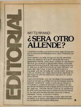Editorial "Miterrand: ¿Será otro Allende?", Realidad año 3, número 25