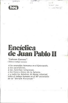 ENCICLICA DE JUAN PABLO II "LABOREM EXERCENS" (SOBRE EL TRABAJO HUMANO)