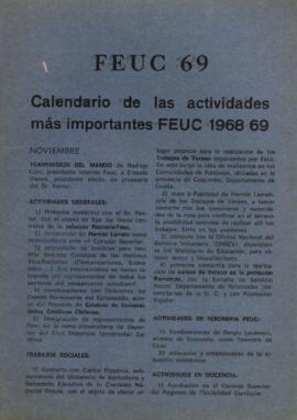Calendario de las actividades más importantes FEUC 1968 - 1969