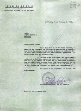 Carta de invitación a Jaime Guzmán a exponer respecto la situación país y su futuro por encuentro...