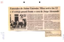 Prensa en La Segunda. Funerales de Jaime Guzmán: Misa será a las 12 y el cortejo pasará frente a ...