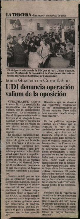 Prensa La Tercera. UDI Denuncia Operación Valium de la Oposición