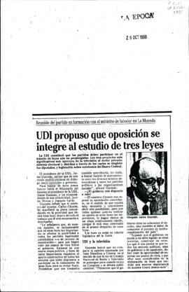 Prensa La Época. UDI Propuso que Oposición se Integre al Estudio de Tres Leyes