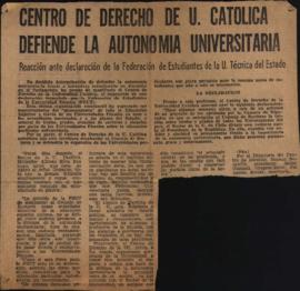 Prensa. Centro de Derecho UC defiende la autonomía universitaria
