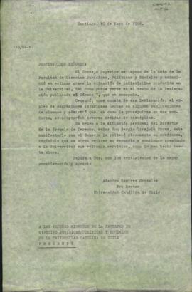 Carta a los sres. miembros de la Facultad de Ciencias Jurídicas, Políticas y Sociales de la PUC