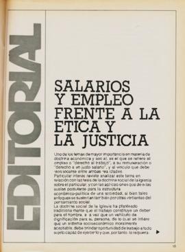 Editorial "Salarios y empleo frente a la ética y la justicia", Realidad año 3, números ...