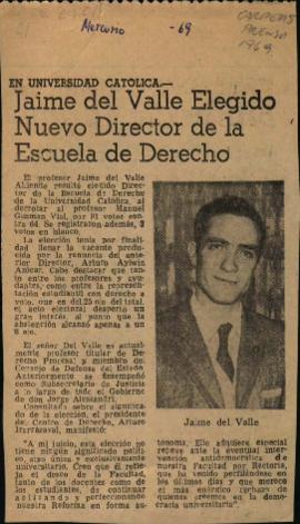 Prensa en El Mercurio. Jaime del Valle es elegido nuevo director de la Escuela de Derecho
