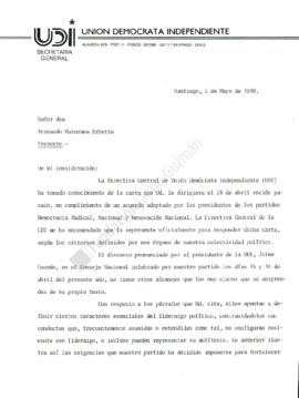 Carta a Fernando Maturana por dichos de Jaime Guzmán