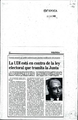 Prensa La Época. La UDI está en Contra de la Ley Electoral que Tramita la Junta