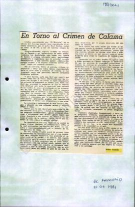 Columna en El Mercurio En torno al crimen de Calama