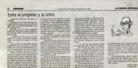 Columna en La Prensa Austral Entre el progreso y la crisis