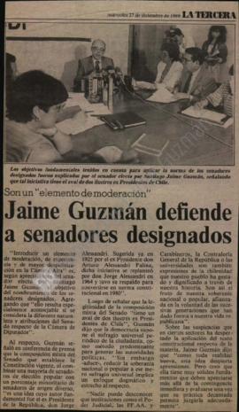 Prensa La Tercera. Jaime Guzmán Defiende a Senadores Designados