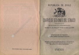 Diario de Sesiones del Senado. Intervención por modificación de Código Penal y de Justicia Milita...