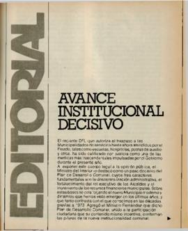 Editorial "Avance institucional decisivo", Realidad año 2, número 2