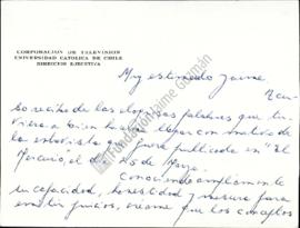 Carta a Jaime Guzmán en respuesta a entrevista emitida en "El Mercurio"