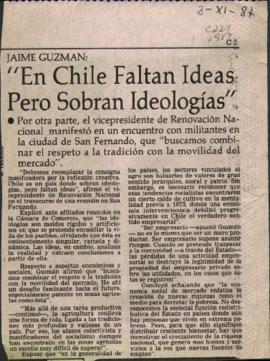Entrevista en El Mercurio "En Chile faltan ideas, pero sobran ideologías"