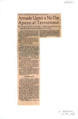 Prensa en El Mercurio "Armada llamó a no dar apoyo al terrorismo"