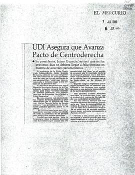 Prensa en El Mercurio. UDI asegura que avanza pacto de centroderecha