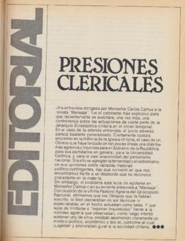 Editorial "Presiones clericales", Realidad año 1, número 6