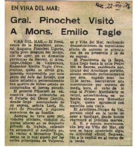 EN VINA DEL MAR: GRAL. PINOCHET VISITO A MONS. EMILIO TAGLE