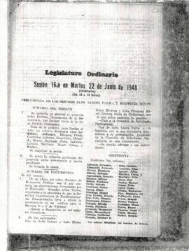 Sesión 16.° del Senado en martes 22 de junio de 1948