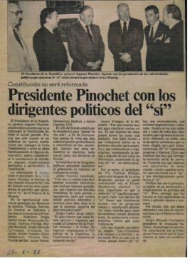 Prensa. Presidente Pinochet con los Dirigentes Políticos del SÍ