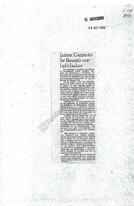 Prensa en El Mercurio. Jaime Guzmán se reunió con jubilados