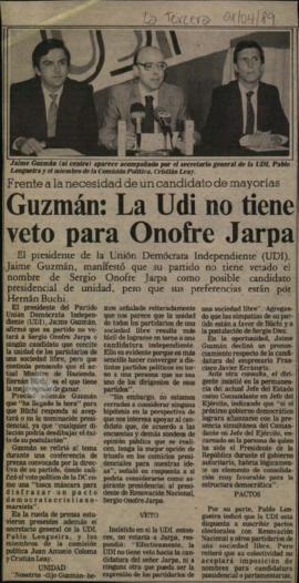 Prensa La Tercera. Guzmán La UDI No Tiene Veto para Onofre Jarpa