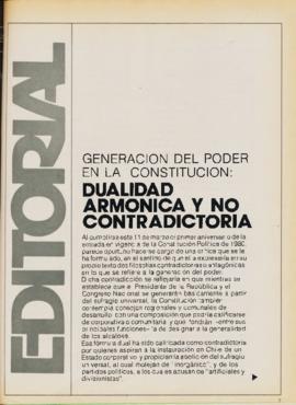 Editorial "Generación del poder en la Constitución: Dualidad armónica y no contradictoria&qu...