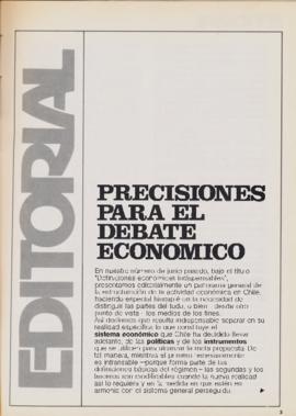 Editorial "Precisiones para el debate económico", Realidad año 4, número 38