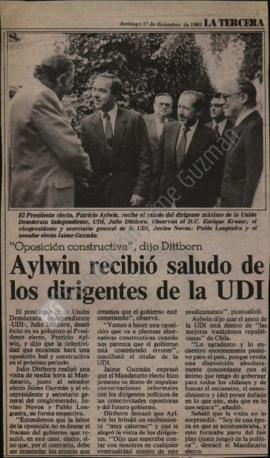 Prensa La Tercera. Aylwin Recibió Saludo de los Dirigentes de la UDI