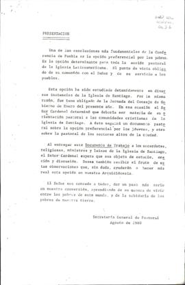 DOCUMENTO DE TRABAJO "OPCION PREFERENCIAL POR LOS POBRES"