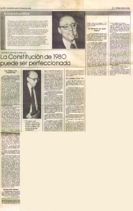 Prensa en El Sur de Concepción. Jaime Guzmán Errázuriz: La Constitución de 1980 puede ser perfecc...