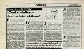 Columna en La Segunda ¿Cuál socialismo democrático chileno?