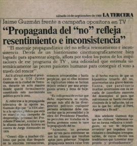 Prensa La Tercera. Propaganda del No Refleja Resentimiento e Inconsistencia