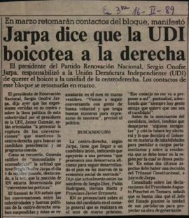 Prensa La Tercera. Jarpa Dice que la UDI Boicotea a la Derecha