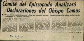 COMITE DEL EPISCOPADO ANALIZARA DECLARACIONES DEL OBISPO CAMUS