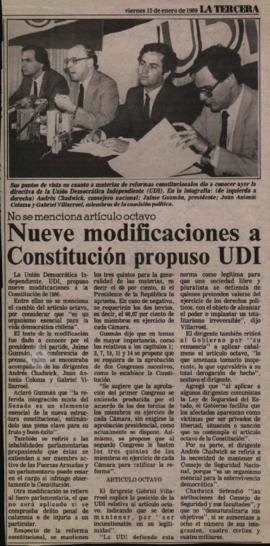 Prensa La Tercera. Nueve Modificaciones a Constitución Propuso UDI