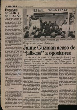 Prensa La Tercera. Jaime Guzmán Acusó de Jaliscos a Opositores