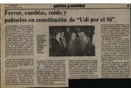 Prensa La Segunda. Fervor, cumbias, ruido y Pañuelos en constitución de "UDI por el Sí"