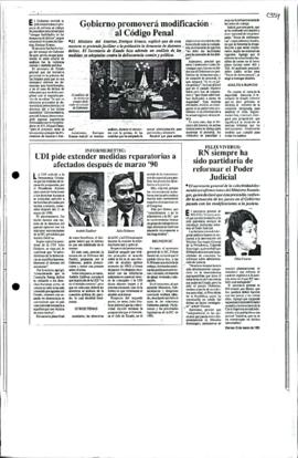 Prensa. UDI pide extender medidas reparatorias a afectados después de marzo '90