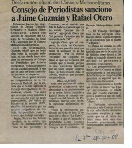 Prensa La Tercera. Consejo de Periodistas sancionó a Jaime Guzmán y Rafael Otero
