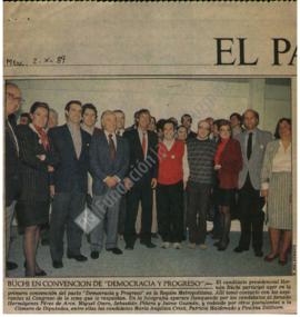 Prensa en El Mercurio. Büchi en convención de Democracia y Progreso