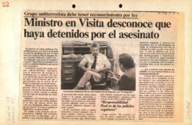 Prensa en El Mercurio. Ministro en visita desconoce que haya detenidos por el asesinato