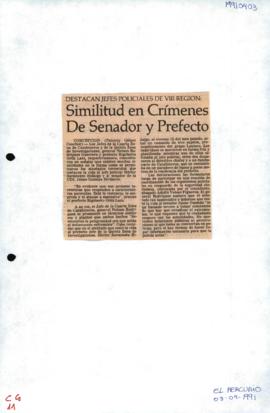 Prensa en El Mercurio. Similitud en crímenes de senador y prefecto
