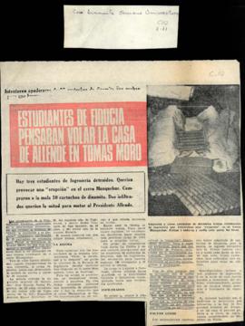 Estudiantes de fiducia pensaban volar la casa de Allende en Tomás Moro