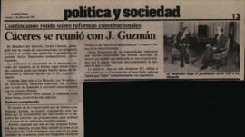Prensa La Segunda. Cáceres se Reunió con J. Guzmán por Reformas Constitucionales