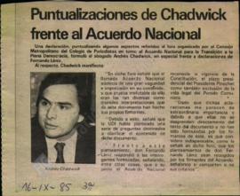 Prensa La Tercera. Puntualizaciones de Chadwick Frente al Acuerdo Nacional