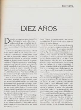 Editorial "Diez años", Realidad año 5, número 52